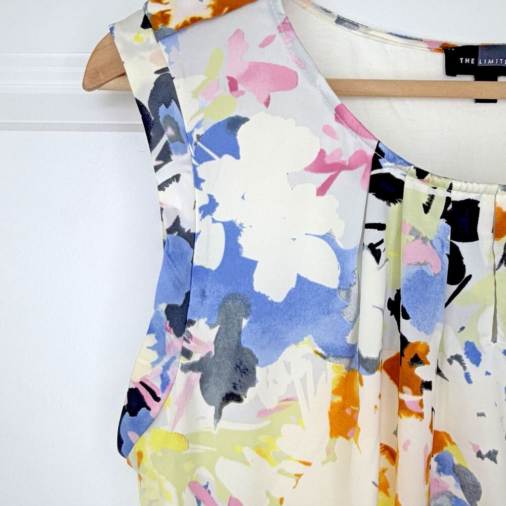 The Limited Women's Sleeveless Cream Floral Print Pleated Neck Top - Medium - Picture 4 of 9